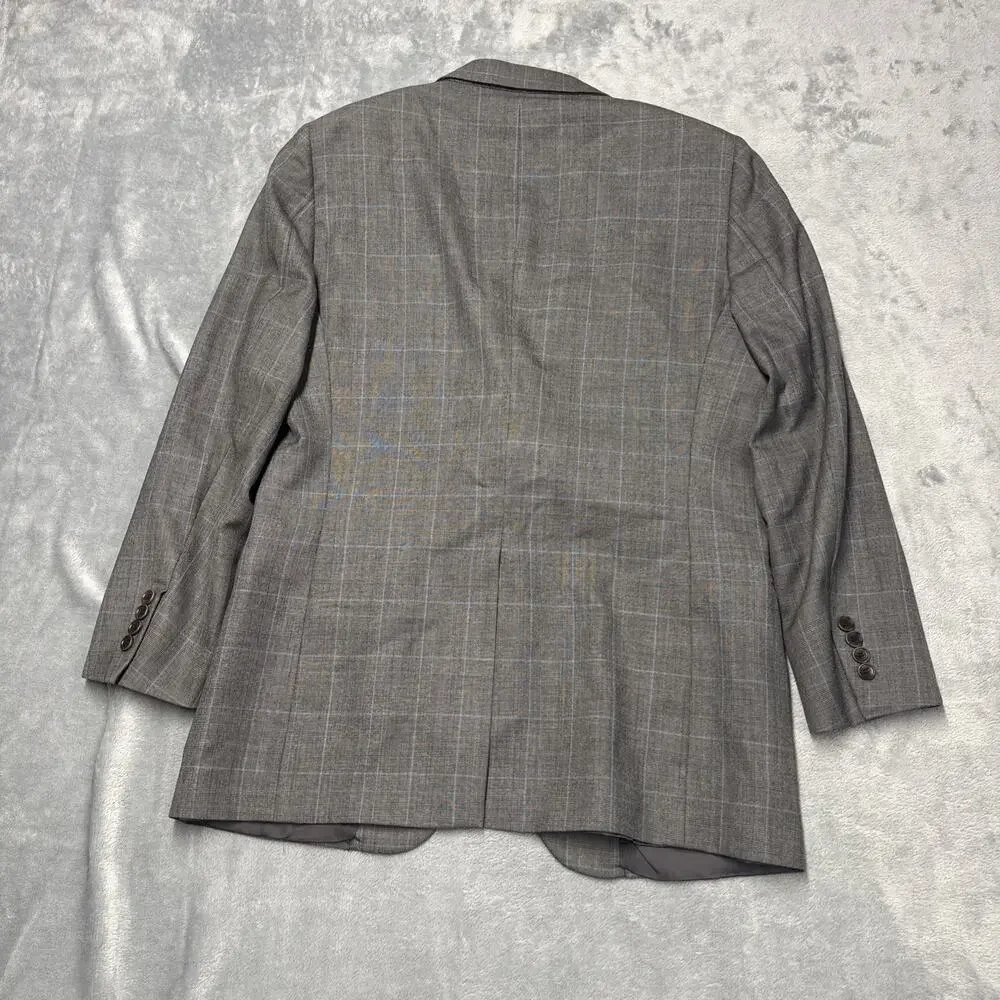 Brooks Brothers 1818 Fitzgerald Saxxon Blazer Mens 39R Grey Wool Check Suit